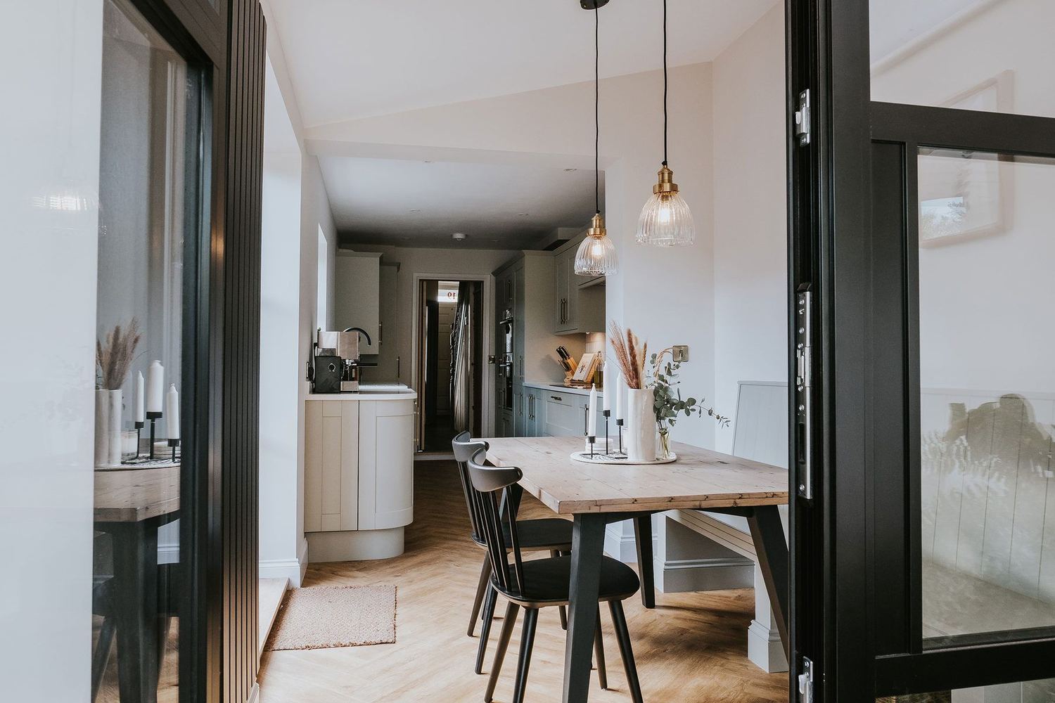 View through the kitchen to the garden doors