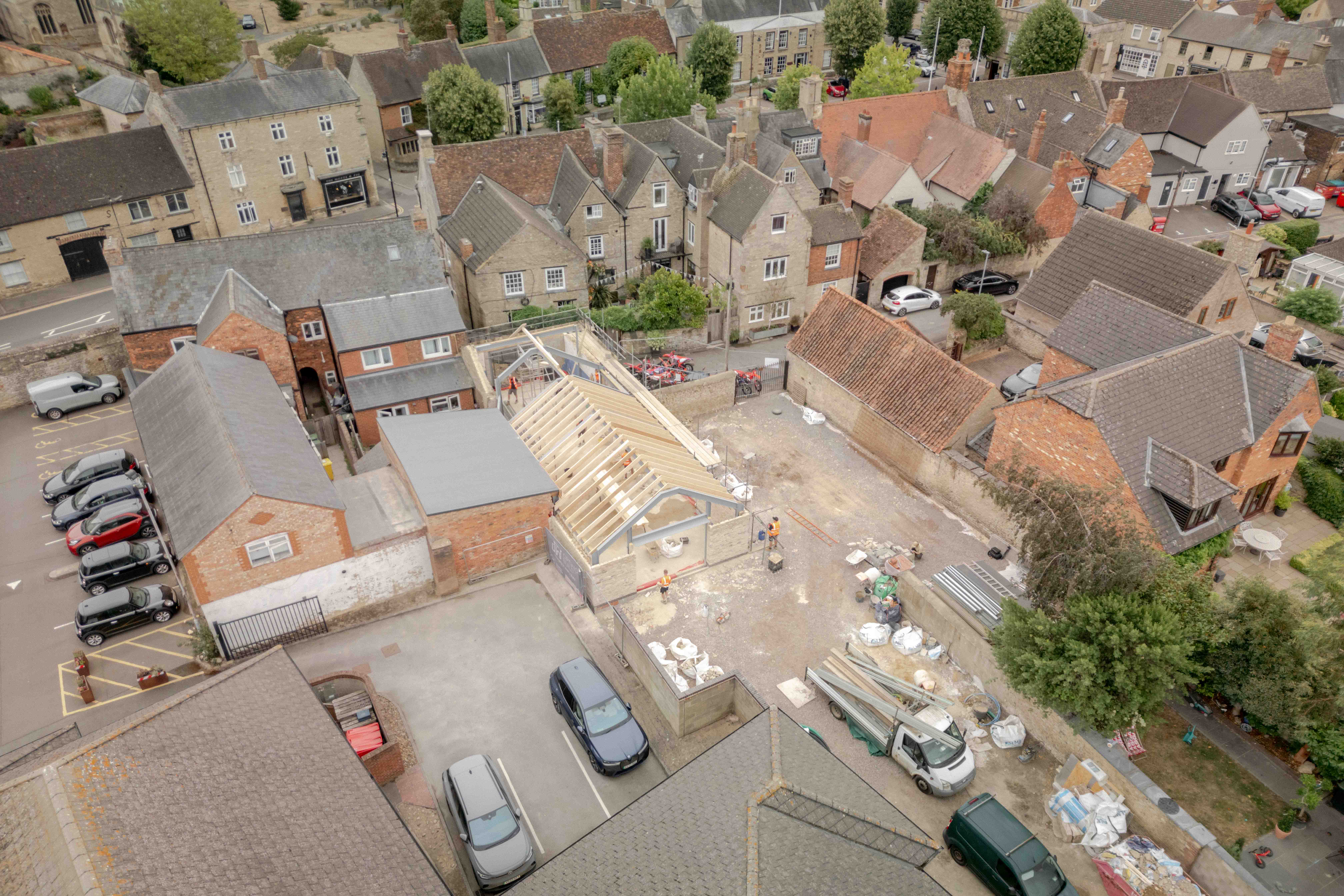 The Market Square site from the air, August 2026