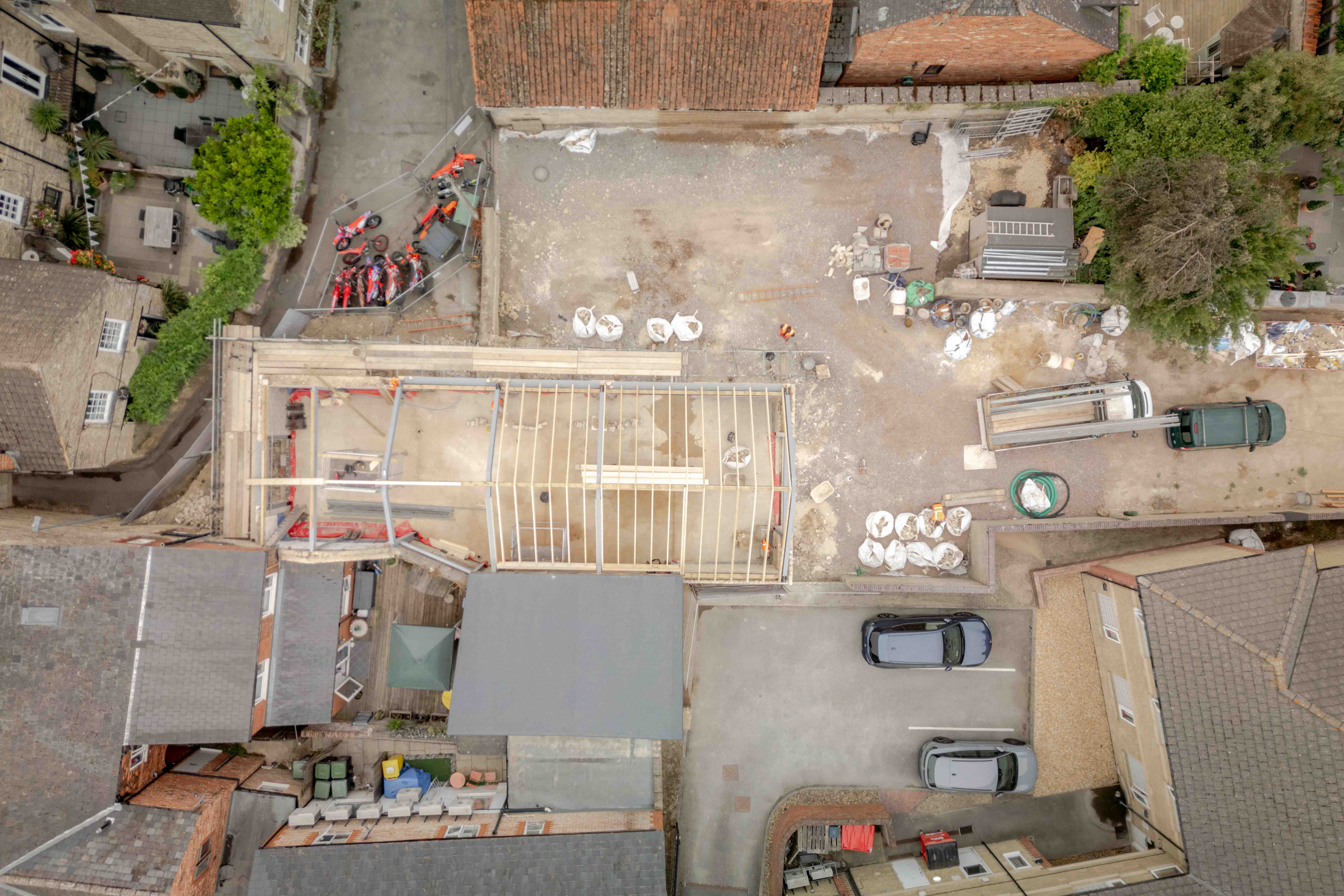 Aerial view of progress, August 2026