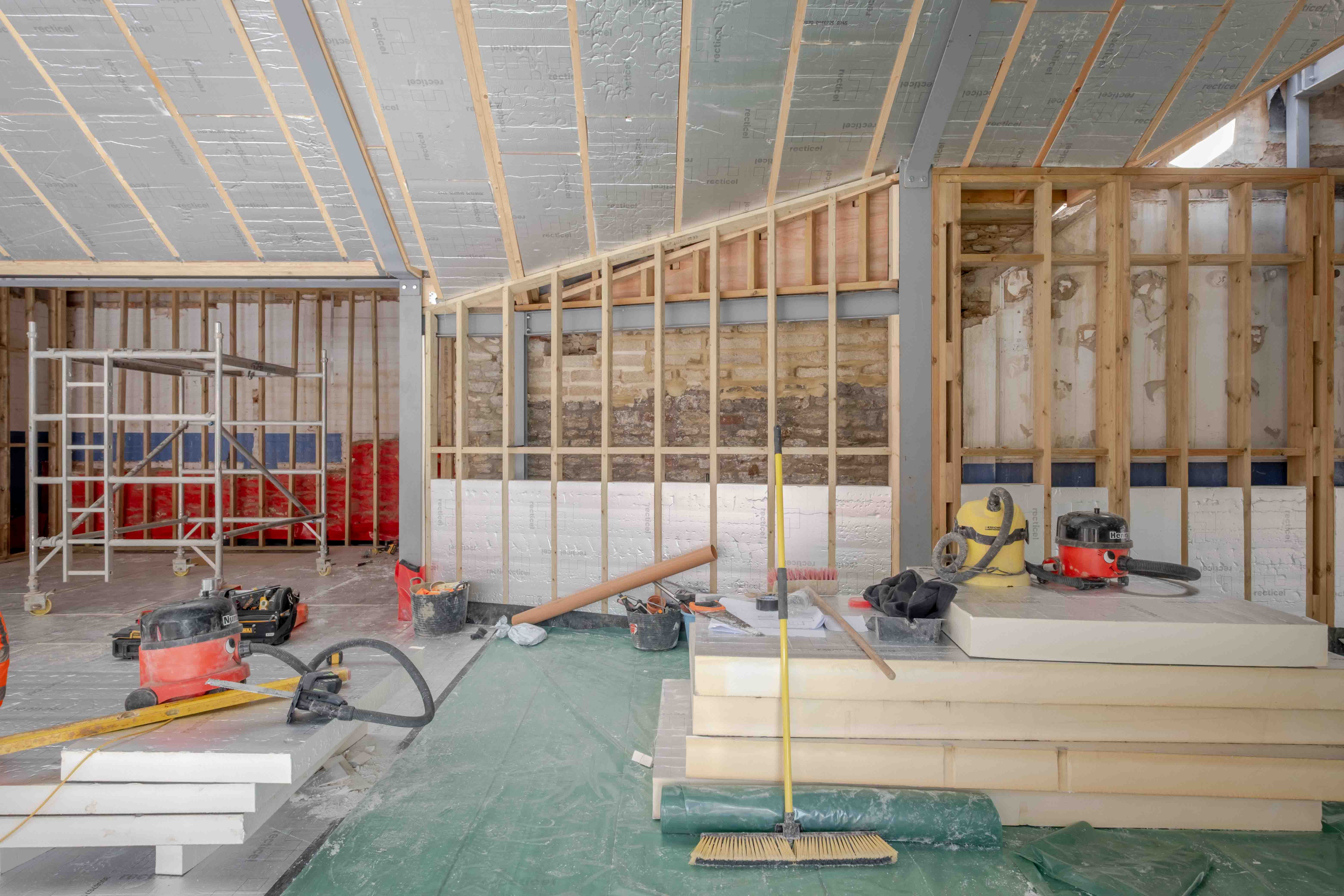 Construction progress at ground level