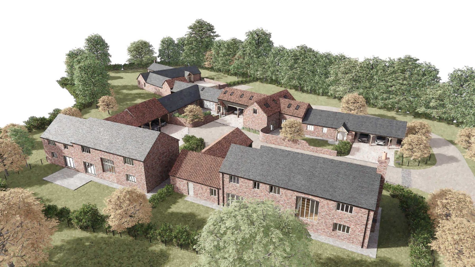 Aerial visualisation of the farmstead scheme