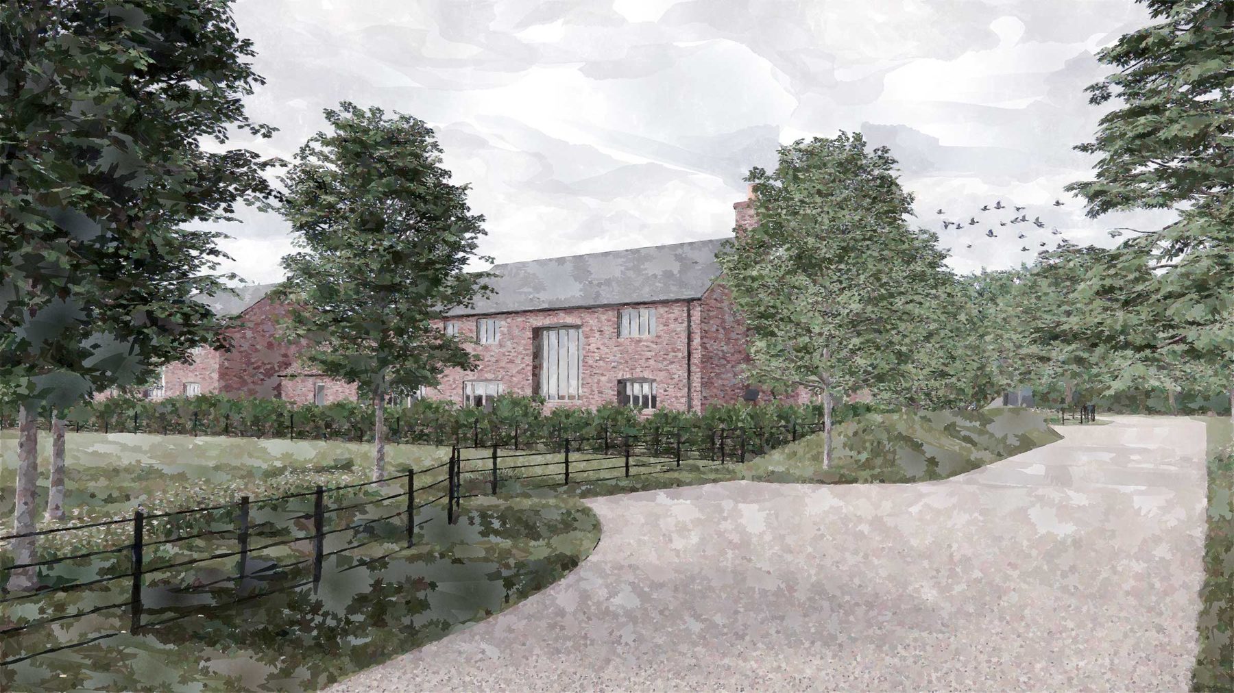 Visualisation of the approach to the barns