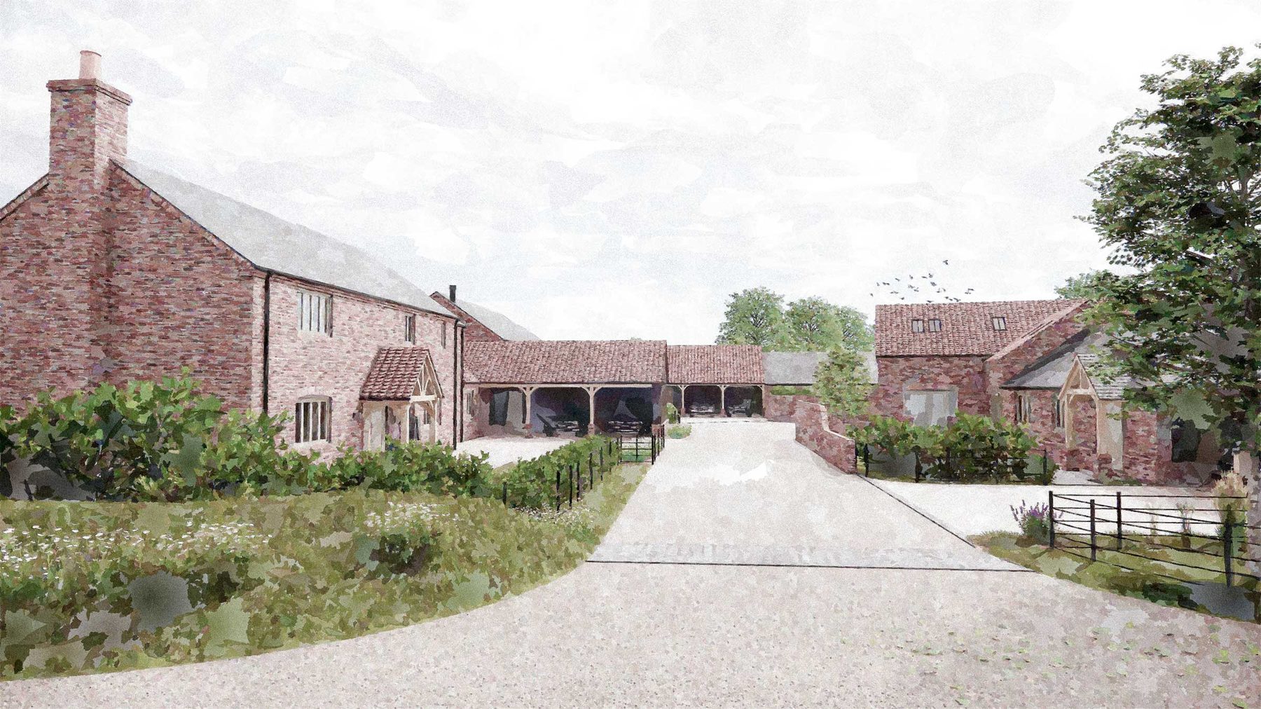 Visualisation of a proposed home and courtyard