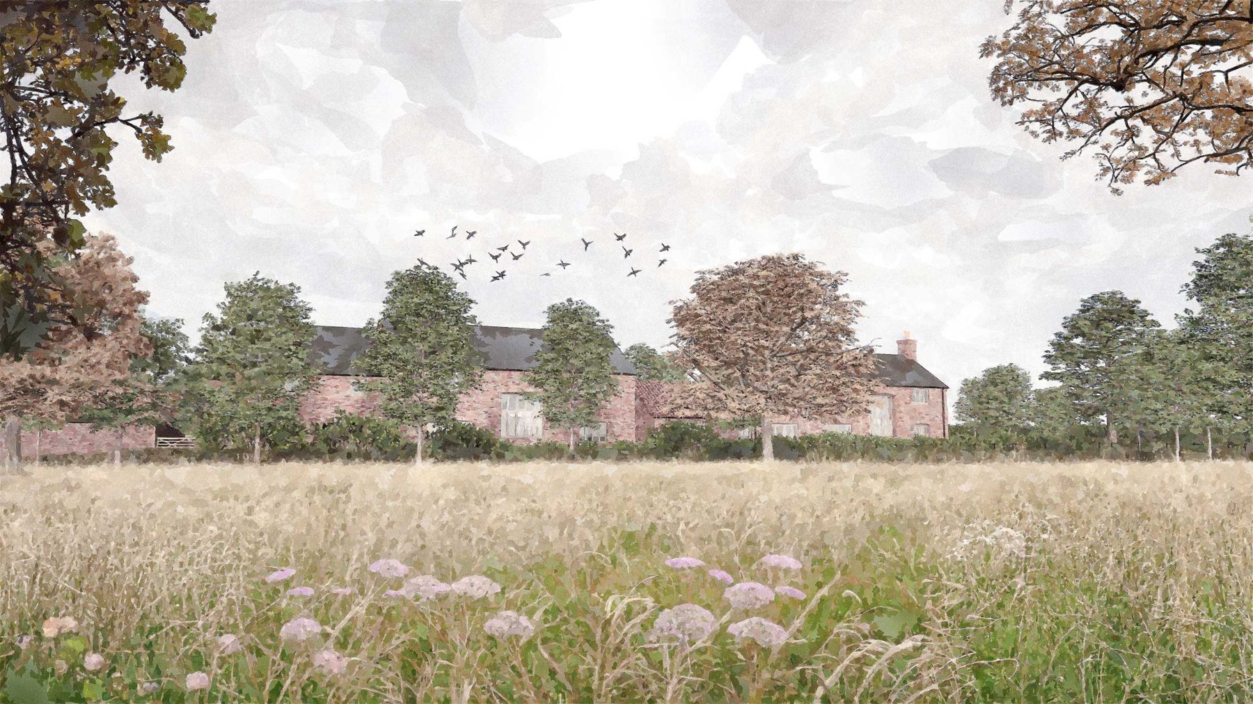 Visualisation of homes seen across the meadow