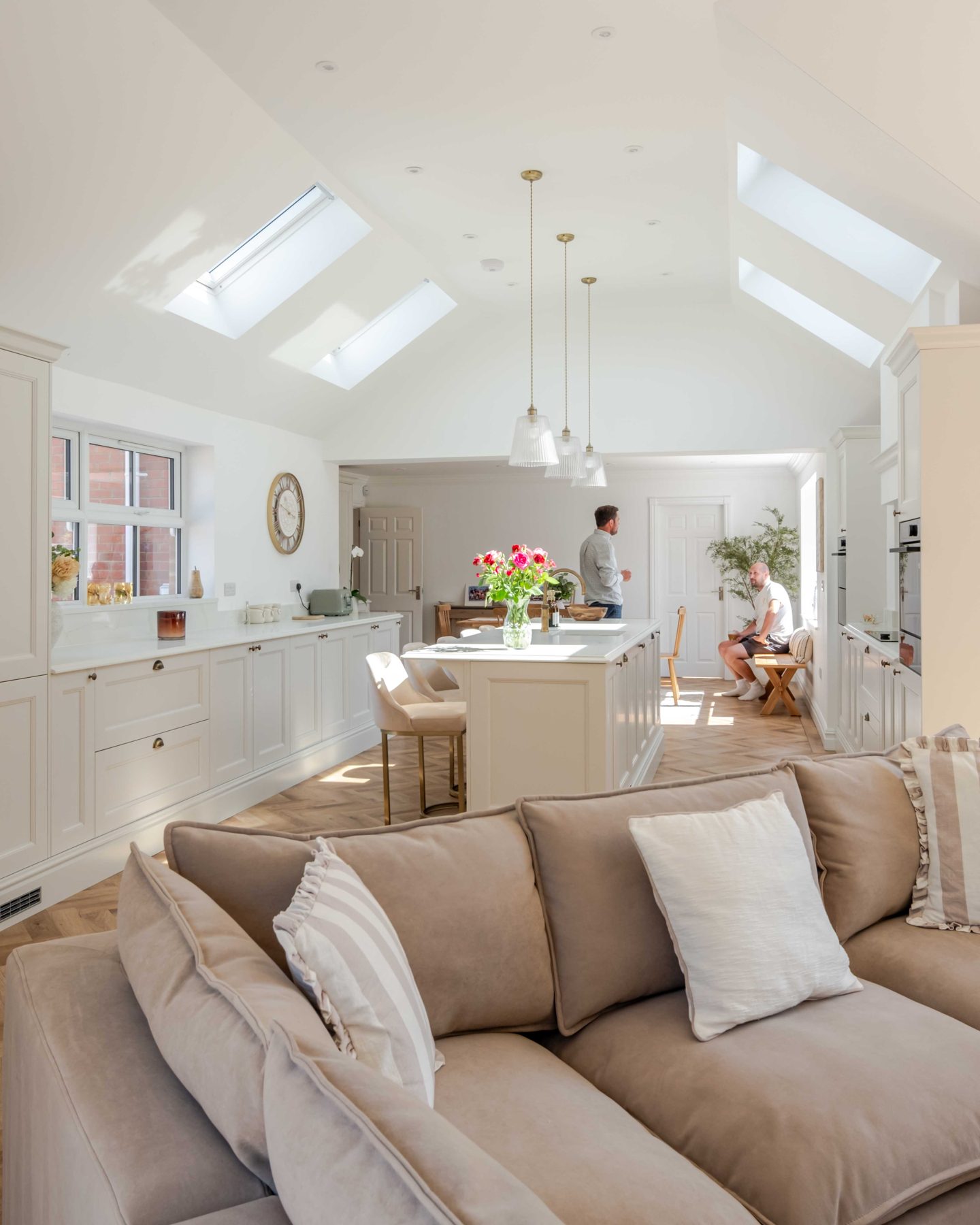 The open-plan kitchen, dining and living space at Teal Close in one flowing room