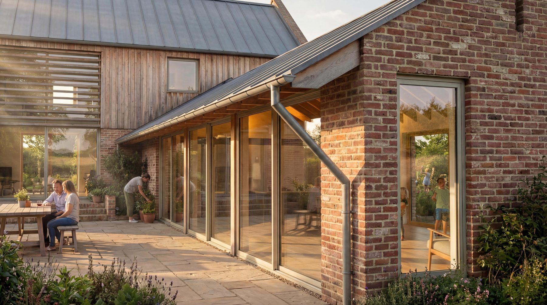 Visualisation — brick barn with large glazing
