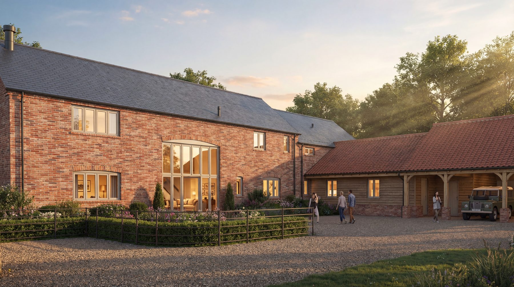 Visualisation — Fairys Lodge farmhouse and outbuildings