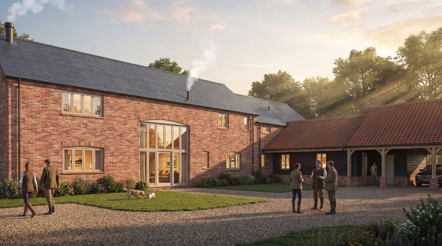 Visualisation — cluster of brick homes